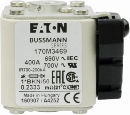 High Speed Square Body Fuse, 400A, 690V, 200 kAIC, Flush Mount