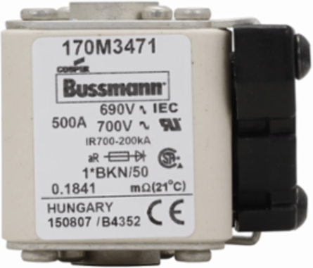High Speed Square Body Fuse, 500A, 690V, Class aR, 200 kAIC