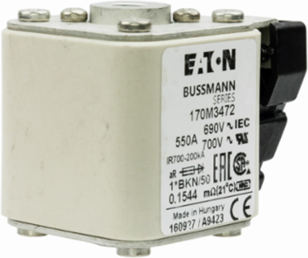High Speed Square Body Fuse 700V, 550A, 200 kAIC, Class aR, Flush Mount