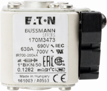 High Speed Square Body Fuse, 630A, 690V, 200 kAIC, Class aR, Flush