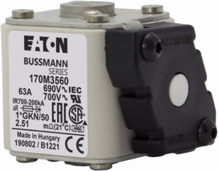 High-Speed Square Body Fuse, 63A, 690V, 200 kAIC, Class aR, Flush