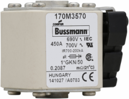 High Speed Fuse 450A RMS, 700 Vac, 5.433 Inch Length, Class aR