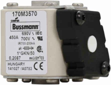 High Speed Fuse 450A RMS, 700 Vac, 5.433 Inch Length, Class aR