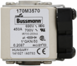High Speed Fuse 450A RMS, 700 Vac, 5.433 Inch Length, Class aR