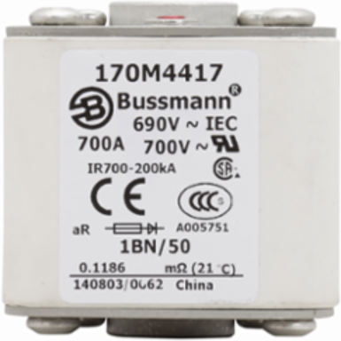 High-Speed Square Body Fuse 700V/690V 700A 200 kAIC Class aR Flush