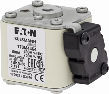 High Speed Square Body Fuse 500A 1300V (UL) 200 kAIC Class aR Flush