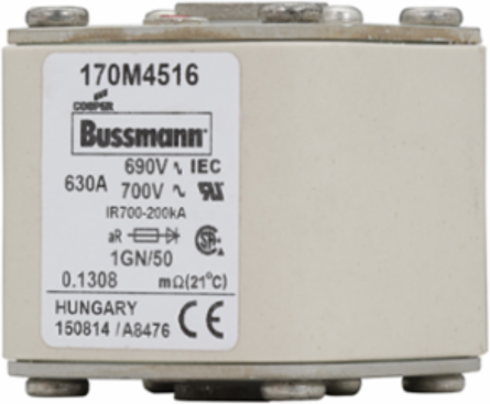 High Speed Fuse 630A RMS, 5.433 Inch Length, Class aR, Non Indicating
