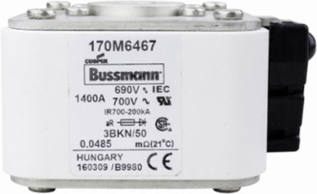 High Speed Square Body Fuse 1400A, 1250V (IEC), 200 kAIC, Class aR, Flush