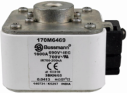High Speed Square Body Fuse 1600A 200 kAIC 1100V AC Class aR Flush