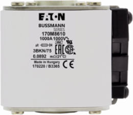 Eaton Bussmann series high speed square body fuse, 690 Vac, 500 Vdc, 1000A, 150 kAIC, Other, Fuse, Class aR, Flush.
