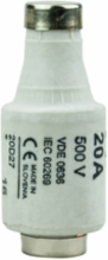 Low Voltage D Fuse, 20A, 500V, 100 kA Breaking Capacity, Ceramic Body