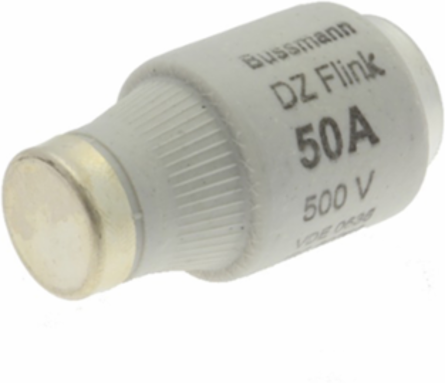 Fast-Acting Low Voltage D Fuse, 50A, 500V, 27 x 50 MM, Ceramic Body, 25 per Package