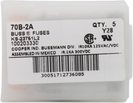 Indicating Fuse, 0.25A, 125 Vac, 1.63 Inch Length, 2.5 Inch Height