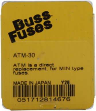 Blade Fuse 30A, 1.38 Inch Length, Non Indicating, Fast Acting