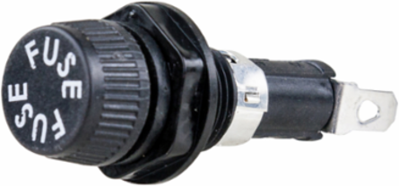 Panel Mounted Fuse Holder, 20A, 250V, for 1/4 x 1-1/4 Inch Fuse