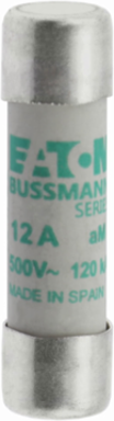 Cylindrical Fuse 10 x 38 mm, 12 A, 500 V AC, 120 kA Breaking Capacity, Class aM