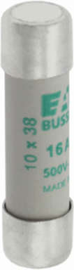 Low Voltage 10 x 38 mm Cylindrical Fuse, 500 V AC, 16 A, 120 kA Breaking Capacity