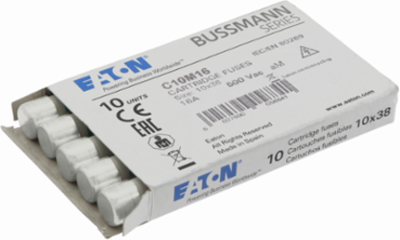 Low Voltage 10 x 38 mm Cylindrical Fuse, 500 V AC, 16 A, 120 kA Breaking Capacity