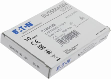14 x 51 mm Cylindrical Fuse, 500V AC, 16A, 120 kA Breaking Capacity, With Striker