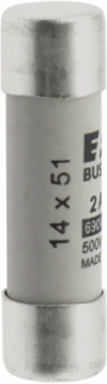 Low Voltage 14 x 51 mm Cylindrical Fuse, 690 V AC, 2 A, 80 kA Breaking Capacity, Class gG/gL
