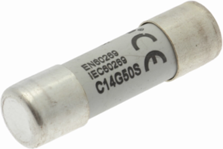 Low Voltage Fuse 14 x 51 mm, 400 V, 50 A, 120 kA Breaking Capacity, Class gG/gL