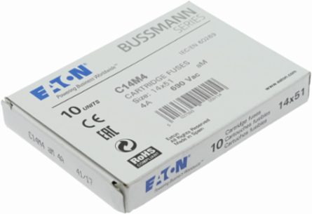 Cylindrical Fuse 14 x 51 mm, 690 V, 4 A, 80 kA Breaking Capacity, Class aM