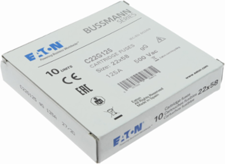 Cylindrical Fuse 22 x 58 mm, 500 V AC, 125 A, 120 kA Breaking Capacity, Class gG/gL
