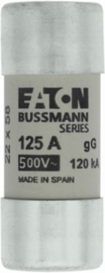 Cylindrical Fuse 22 x 58 mm, 500 V AC, 125 A, 120 kA Breaking Capacity, Class gG/gL