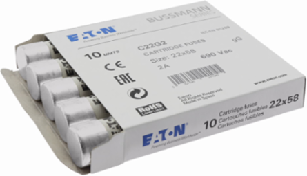 22 x 58 mm Cylindrical Fuse, 690V AC, 2A, 80 kA Breaking Capacity