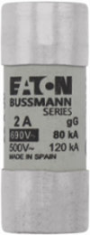 22 x 58 mm Cylindrical Fuse, 690V AC, 2A, 80 kA Breaking Capacity