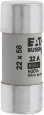 Cylindrical Fuse 22 x 58 mm 690 Volt AC 32 Amp 80 kA Breaking Capacity