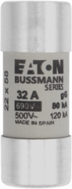 Cylindrical Fuse 22 x 58 mm 690 Volt AC 32 Amp 80 kA Breaking Capacity
