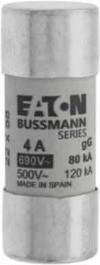 Low Voltage Cylindrical Fuse 22 x 58 mm, 4 Amps, 690 Volts AC, 80 kA Breaking Capacity