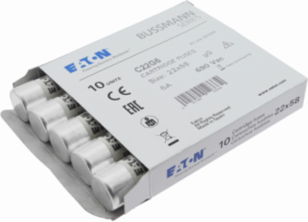 Cylindrical Fuse 22 x 58 mm, 6 Amps, 690 Volts AC, 80 kA Breaking Capacity
