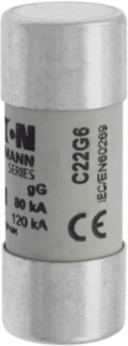 Cylindrical Fuse 22 x 58 mm, 6 Amps, 690 Volts AC, 80 kA Breaking Capacity