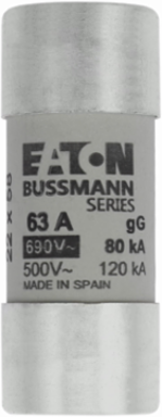 Low Voltage Cylindrical Fuse 22 x 58 mm 690V AC 63A 80kA Class gG/gL