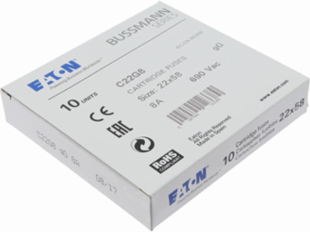 Cylindrical Fuse 22 x 58 mm, 690V AC, 8A, 80 kA Breaking Capacity, gL/gG Class