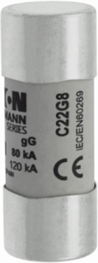 Cylindrical Fuse 22 x 58 mm, 690V AC, 8A, 80 kA Breaking Capacity, gL/gG Class