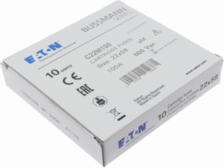 Low Voltage Cylindrical Fuse 22 x 58 mm, 100 Amps, 500 Volts AC, 120 kA