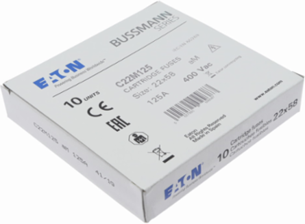 Low Voltage Cylindrical Fuse 22 x 58 mm, 400 V AC, 125 A, 120 kA Breaking Capacity