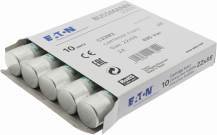 Cylindrical Fuse 22 x 58 mm, 690 Volts AC, 2 Amps, 80 kA Breaking Capacity