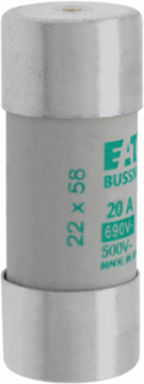 Cylindrical Fuse 22 x 58 mm, 20 Amps, 690 Volts AC, 80 kA Breaking Capacity, Striker