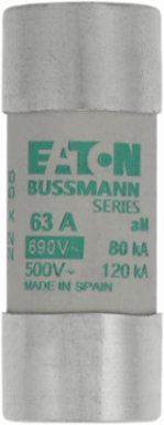 Low Voltage 22 x 58 mm Cylindrical Fuse, 63 Amps, 690 Volts AC, 80 kA Breaking Capacity