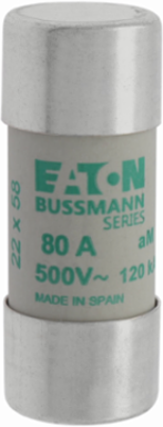 Low Voltage 22 x 58 mm Cylindrical Fuse, 500V AC, 80A, 120 kA Breaking Capacity