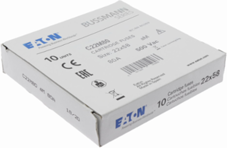 Low Voltage 22 x 58 mm Cylindrical Fuse, 500V AC, 80A, 120 kA Breaking Capacity