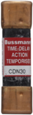 Time-Delay CSA Type D Fuse, 250V, 30A, 10 kAIC, Ferrule End x Ferrule End