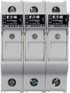 Eaton Bussmann series CHCC modular fuse holder, 48 Vdc, 30A, Three-pole, With indicator