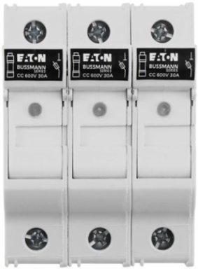 Eaton Bussmann series CHCC modular fuse holder, 48 Vdc, 30A, Three-pole, With indicator