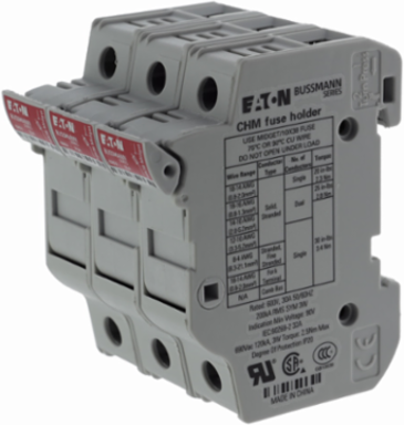 Eaton Bussmann series CHM modular fuse holder, 600V (UL), 690V (IEC), 30A (UL), 32A (IEC), Modular fuse holder, Three-pole - CHM3DU