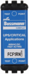 Eaton Bussmann series FCF fuse, 1 A, 60 Hz, 50 Hz, 1 , CF, Black, Non-indicating, Electroless tin plated copper alloy terminal, Blade end,Class CF, 4 min at 200%, 300 kAIC at 600 V,50 kAIC at 600 Vdc, Glass filled PES, 600 V, 600 Vdc